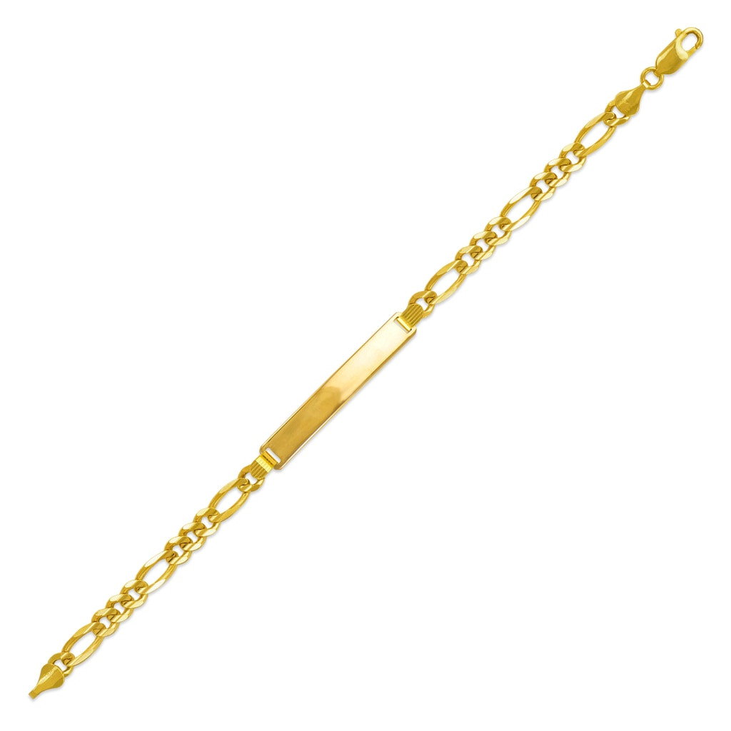 14k Gold 6mm Italian Figaro Id Bracelet 8 Inches